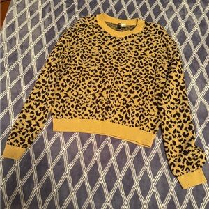 Divided Black and Yellow Animal Print Sweater